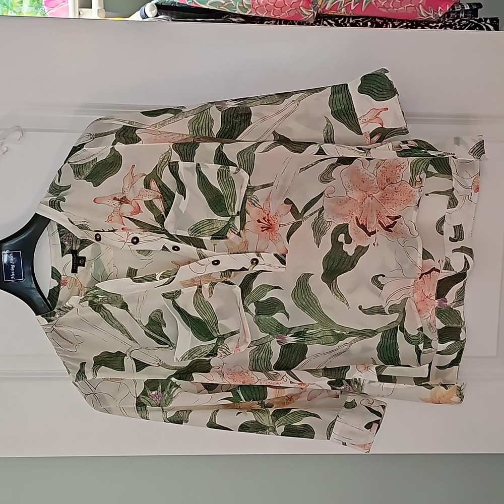 Ann Taylor tunic blouse 3/4 sleeve sheer size XS